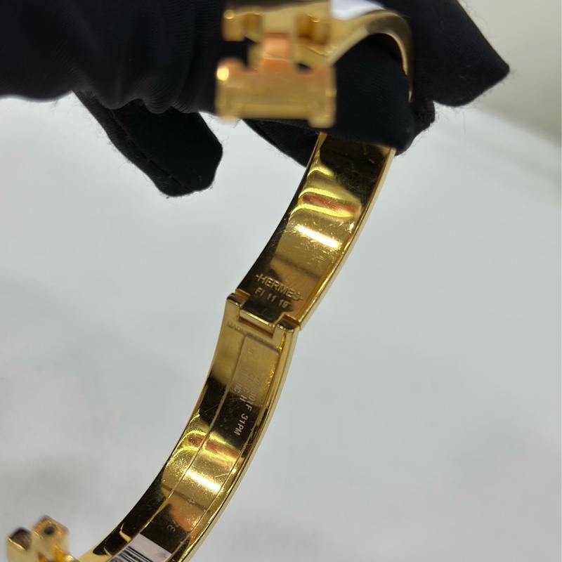 Hermes/愛馬仕 clic 白色珐琅H手鐲-4