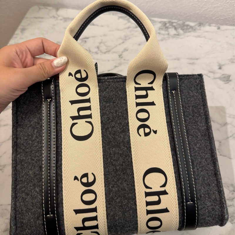 chloe灰色毛絨woody手提斜背包-10