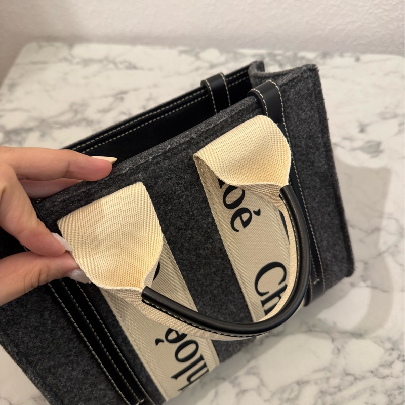 chloe灰色毛絨woody手提斜背包-12