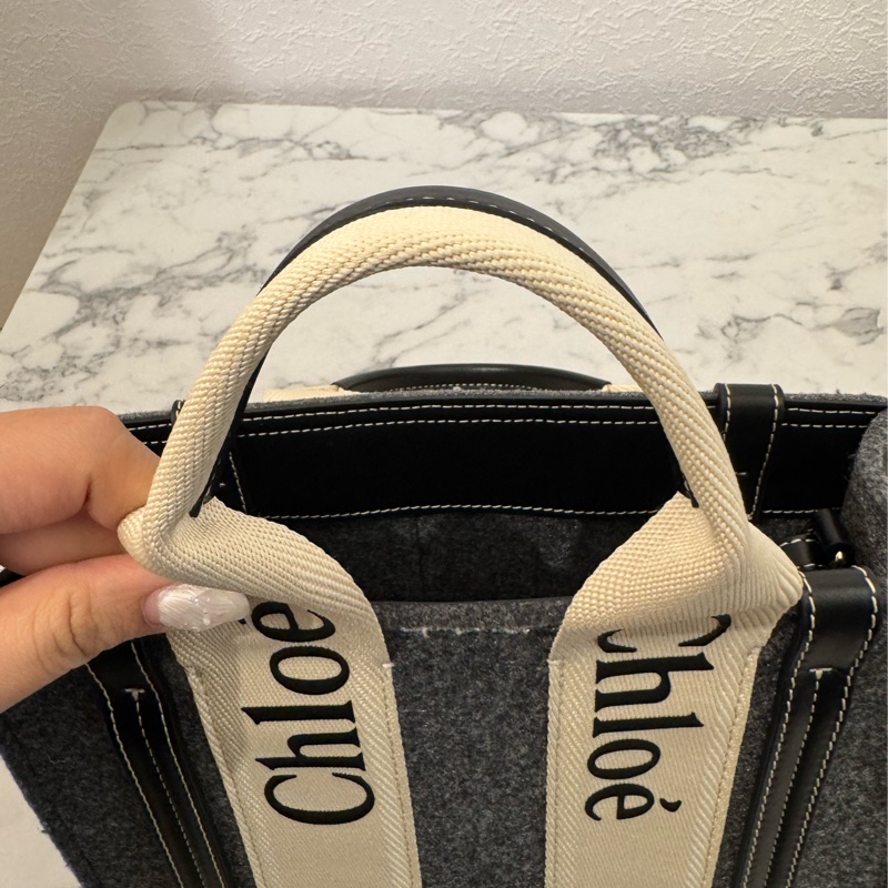 chloe灰色毛絨woody手提斜背包-14