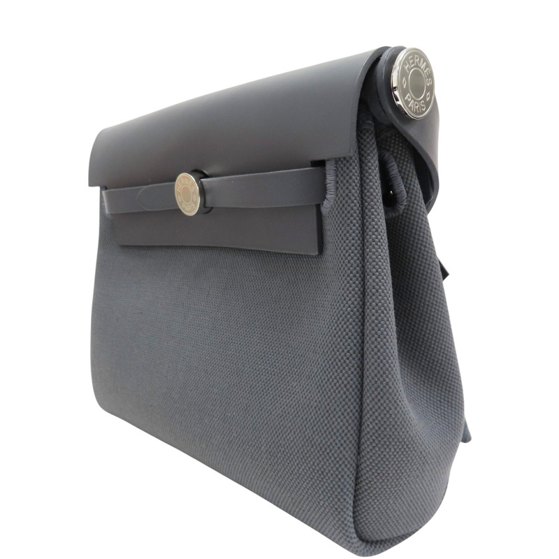石墨灰 帆布/牛皮 Herbag Zip 20 肩背包 K刻 銀扣【HERMES 愛馬仕】-2