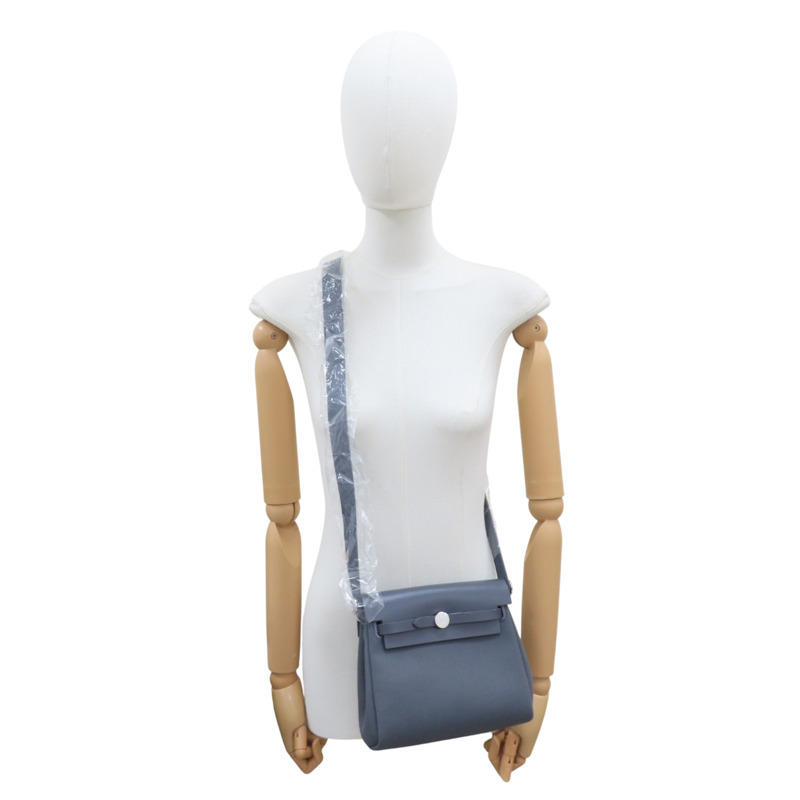 石墨灰 帆布/牛皮 Herbag Zip 20 肩背包 K刻 銀扣【HERMES 愛馬仕】-8
