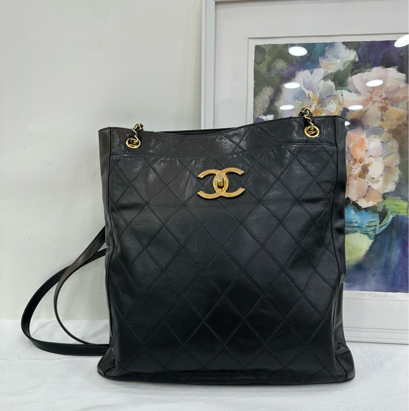 Chanel 黑金貝嫂托特包腋下包鏈條。 7位數編碼 有卡-1