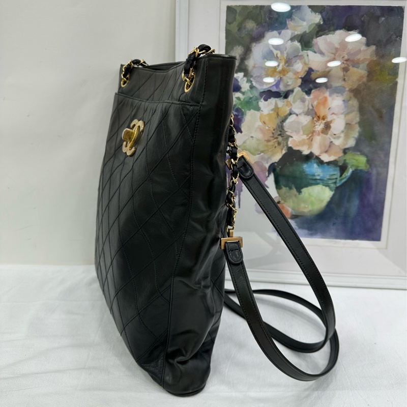 Chanel 黑金貝嫂托特包腋下包鏈條。 7位數編碼 有卡-4