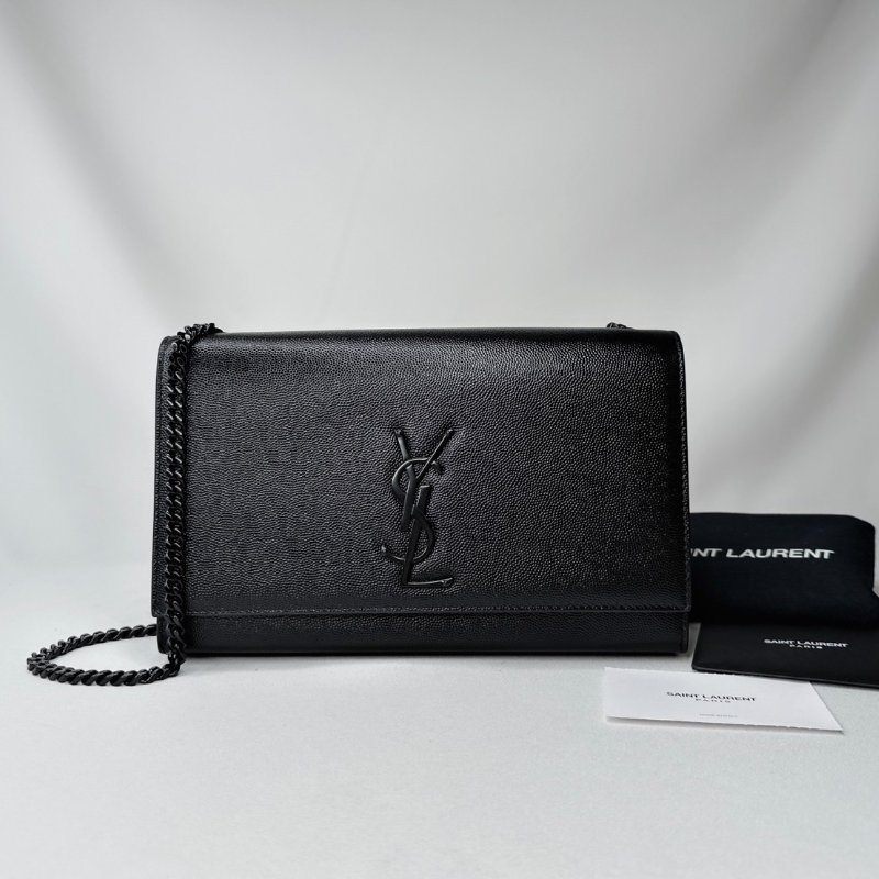 YSL Kate中款粒面皮革鍊帶包-0