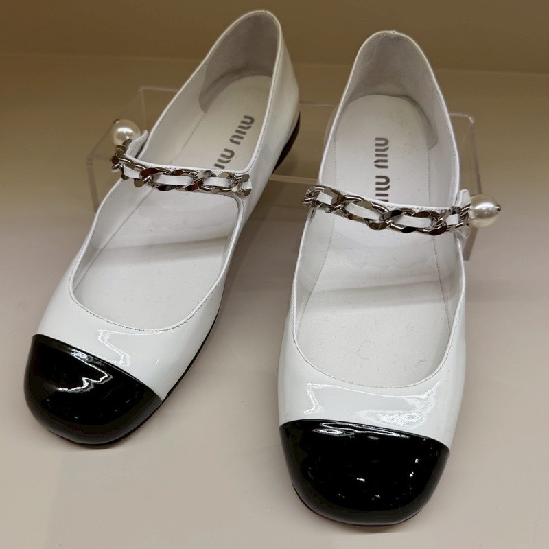 Miu Miu 白色黑方頭娃娃鞋 37.5號-0