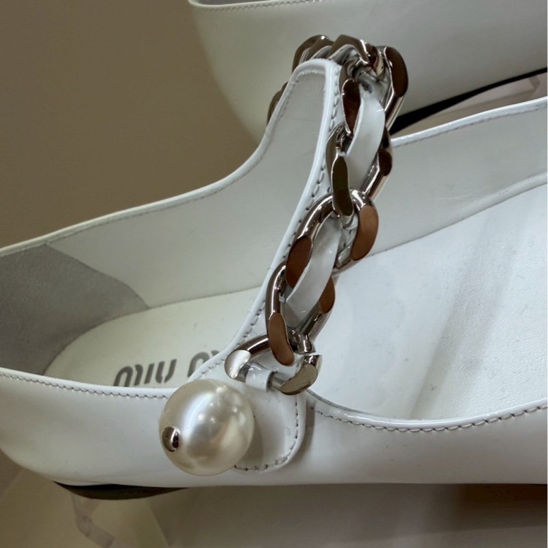 Miu Miu 白色黑方頭娃娃鞋 37.5號-4