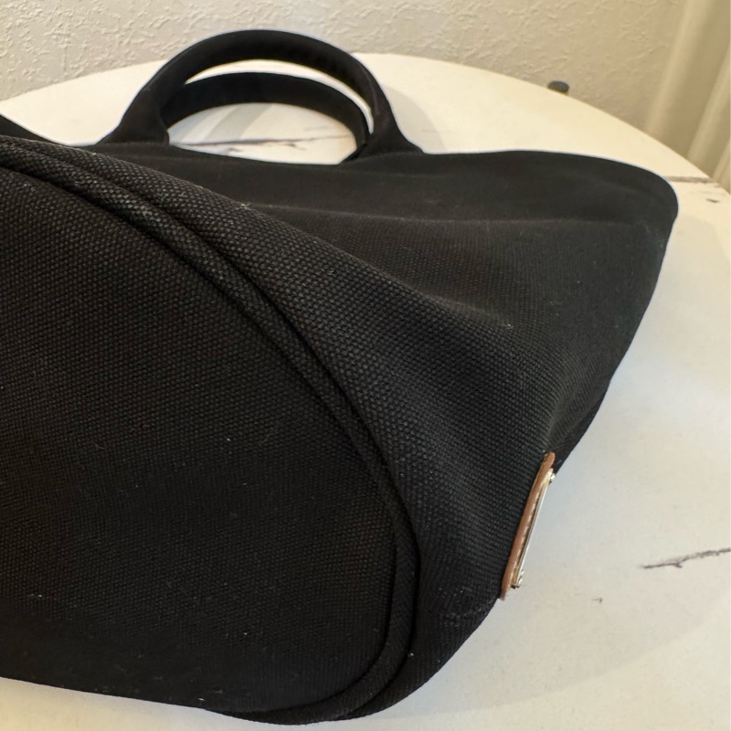 prada黑色布面白logo手提兩用包-7