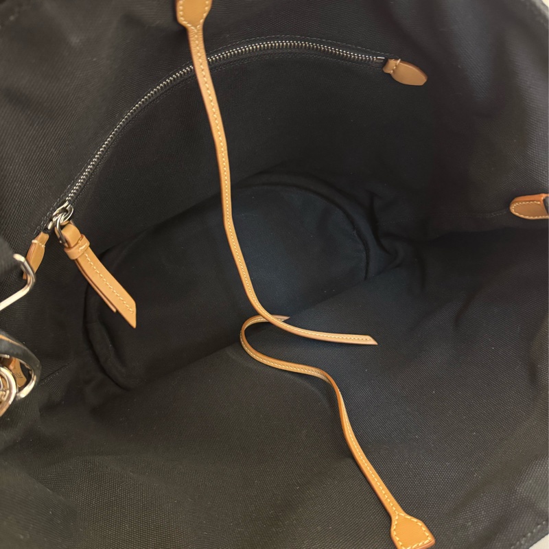 prada黑色布面白logo手提兩用包-16