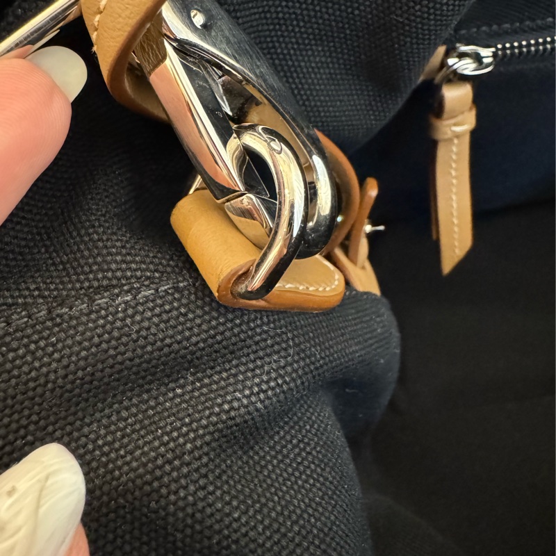 prada黑色布面白logo手提兩用包-26