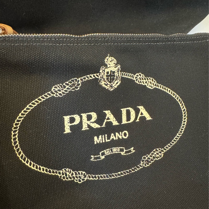 prada黑色布面白logo手提兩用包-30