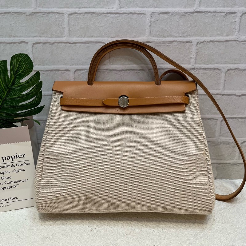 Hermes herbag31水泥灰拼金棕 框刻-2