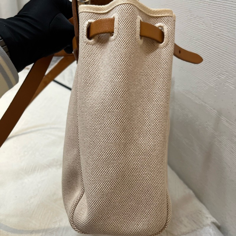 Hermes herbag31水泥灰拼金棕 框刻-7