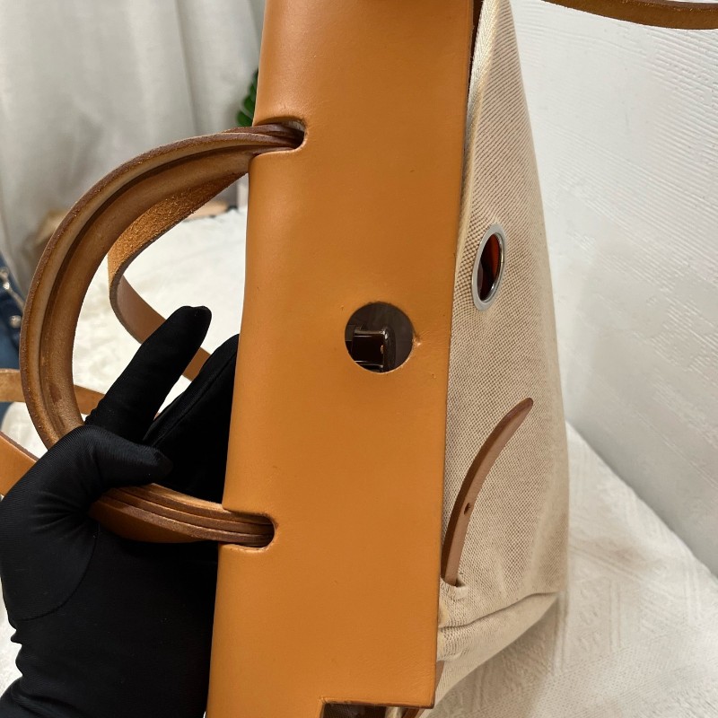 Hermes herbag31水泥灰拼金棕 框刻-14