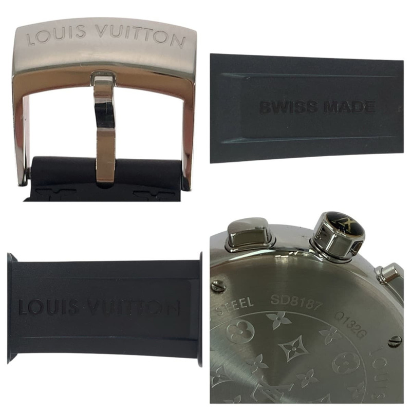 路易威登 Tambour Lovely Cup 黑色/銀色不鏽鋼/橡膠/玻璃腕錶 Q132G 石英機芯 黑色錶盤 女士款-5