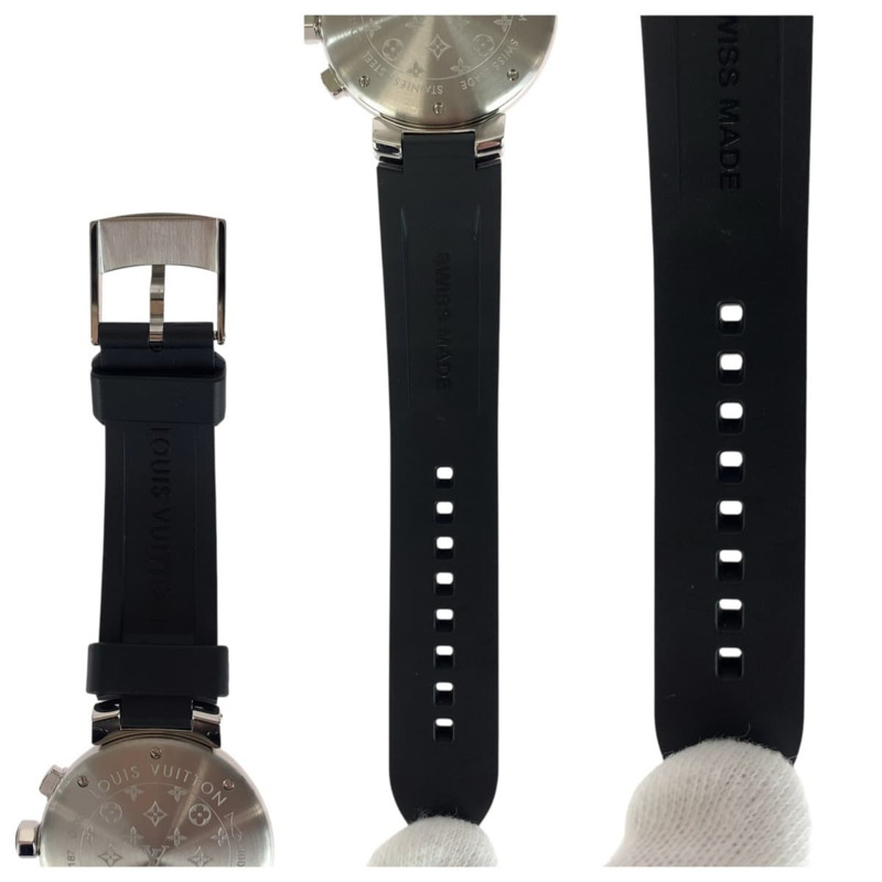 路易威登 Tambour Lovely Cup 黑色/銀色不鏽鋼/橡膠/玻璃腕錶 Q132G 石英機芯 黑色錶盤 女士款-7