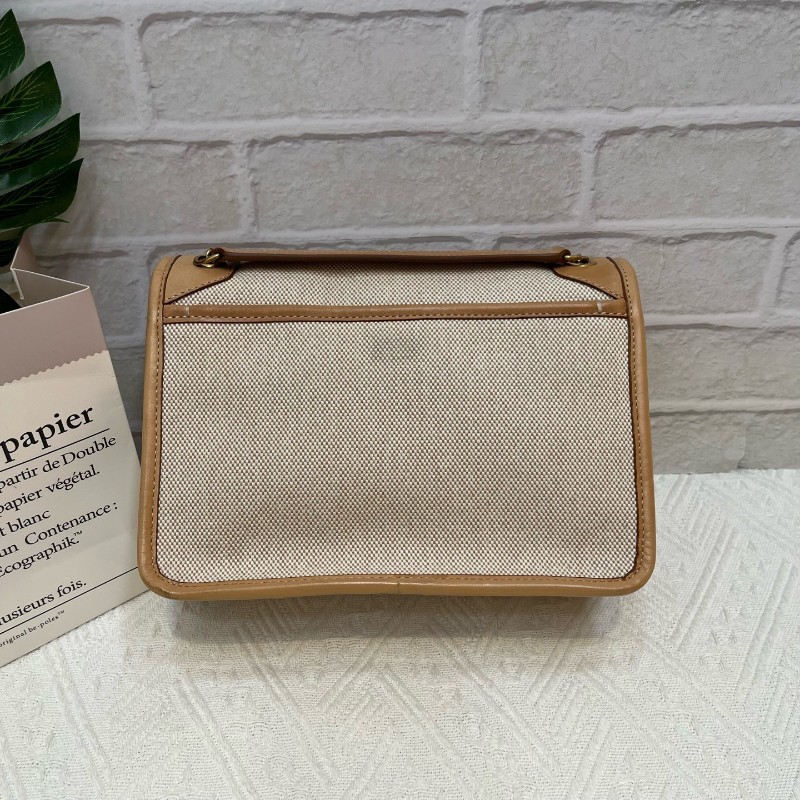 YSL 新款D扣niki帆布拼奶茶色 小號-1