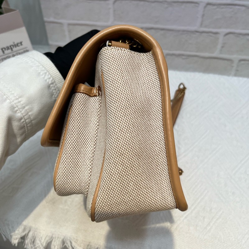 YSL 新款D扣niki帆布拼奶茶色 小號-3