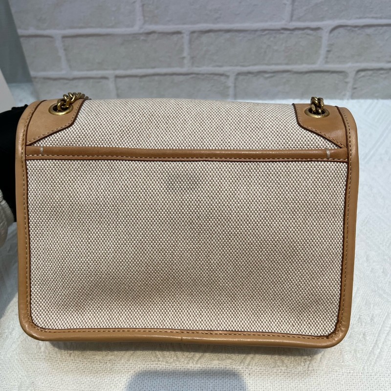 YSL 新款D扣niki帆布拼奶茶色 小號-4