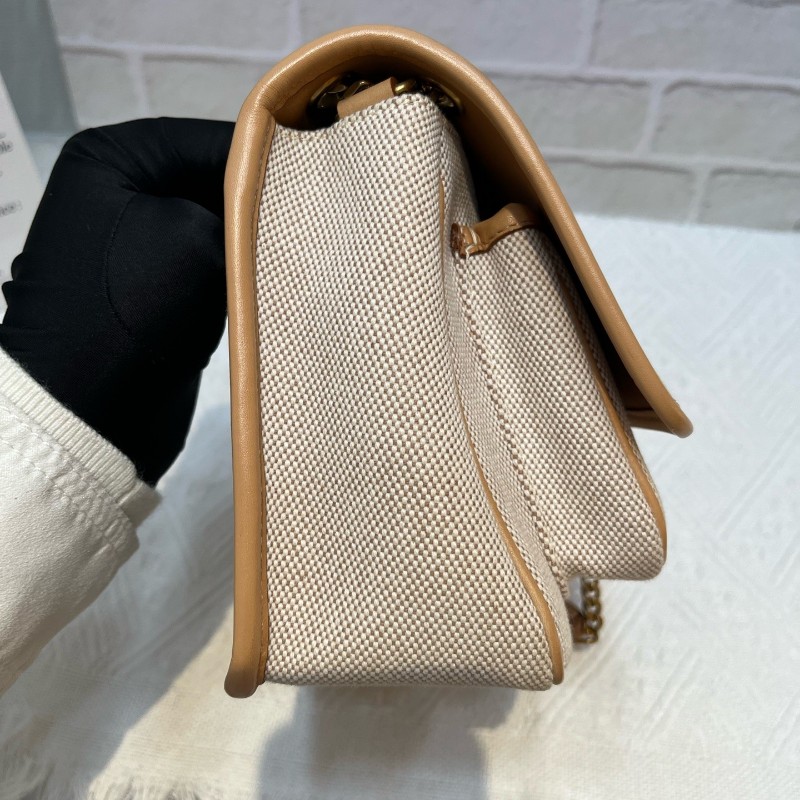 YSL 新款D扣niki帆布拼奶茶色 小號-5