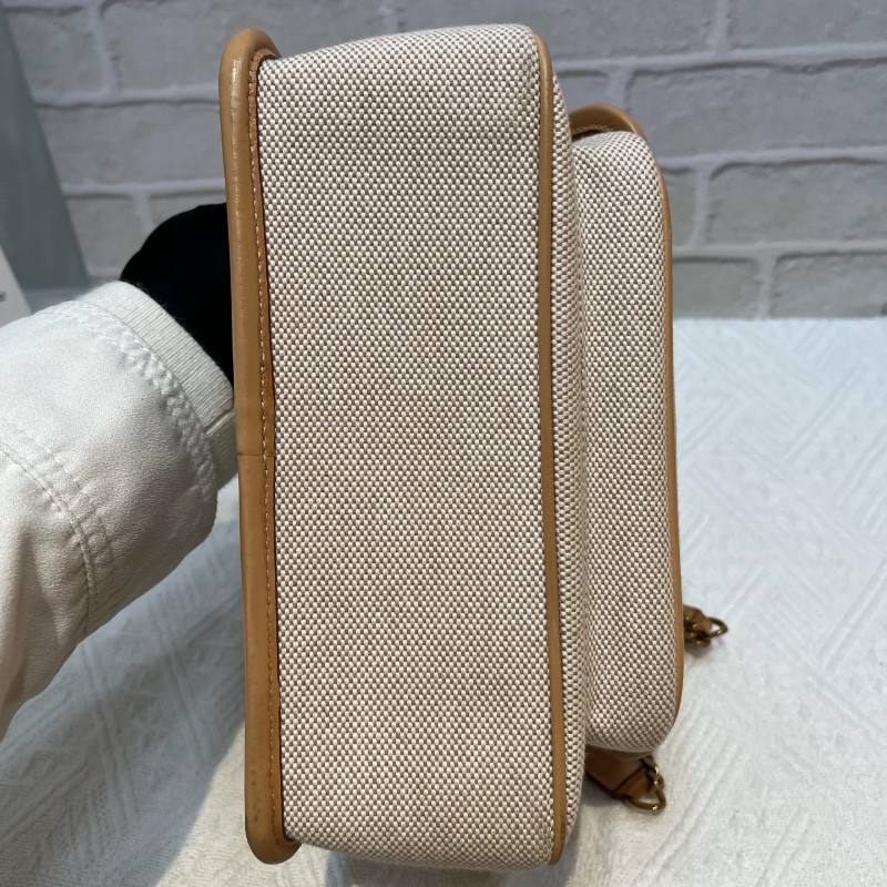 YSL 新款D扣niki帆布拼奶茶色 小號-6