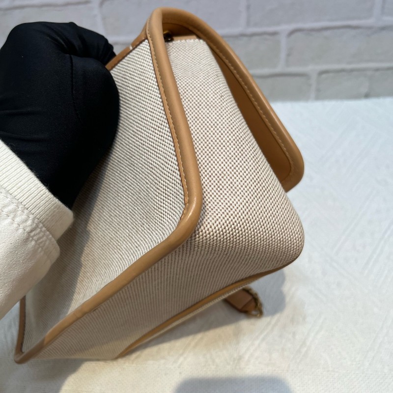 YSL 新款D扣niki帆布拼奶茶色 小號-7