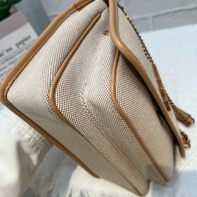 YSL 新款D扣niki帆布拼奶茶色 小號-8