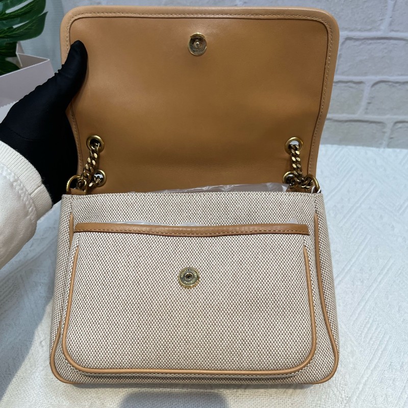 YSL 新款D扣niki帆布拼奶茶色 小號-11