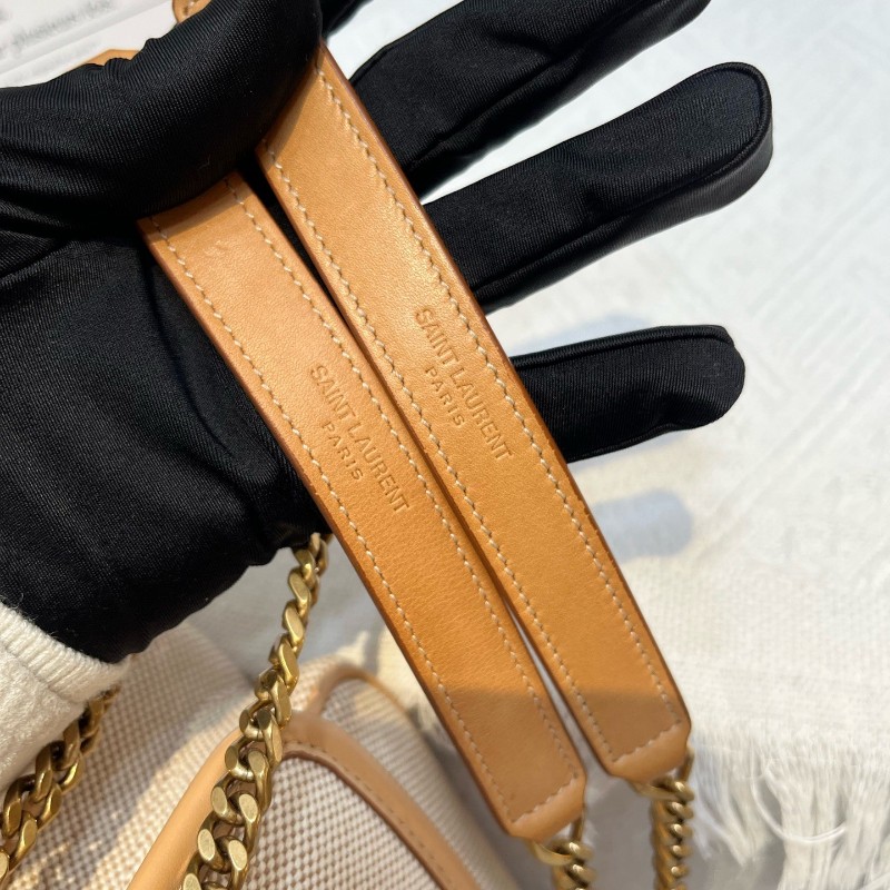 YSL 新款D扣niki帆布拼奶茶色 小號-15