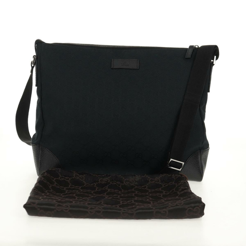 【日本直送】GUCCI GG帆布肩背包 黑色 銀色 110054 正品 am9428V-11
