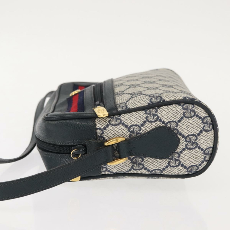 【日本直送】GUCCI GG Supreme Sherry Line 單肩包 PVC 海軍藍/金色 119 02 087 正品 gh1136-3