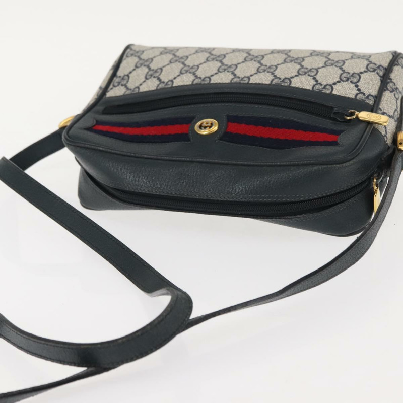 【日本直送】GUCCI GG Supreme Sherry Line 單肩包 PVC 海軍藍/金色 119 02 087 正品 gh1136-5