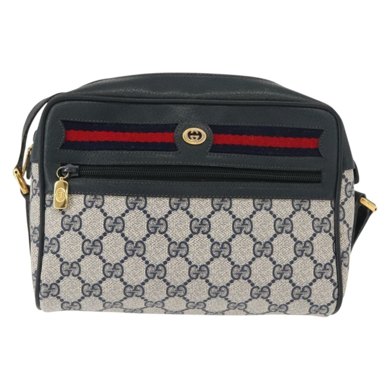 【日本直送】GUCCI GG Supreme Sherry Line 單肩包 PVC 海軍藍/金色 119 02 087 正品 gh1136-12