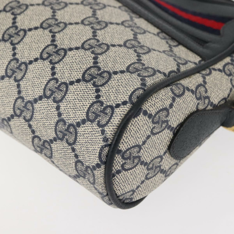 【日本直送】GUCCI GG Supreme Sherry Line 單肩包 PVC 海軍藍/金色 119 02 087 正品 gh1136-14
