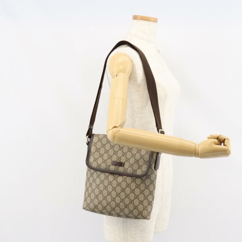 【日本直送】GUCCI GG Supreme 單肩包 PVC 米色 金色 223666 正品 147008-21