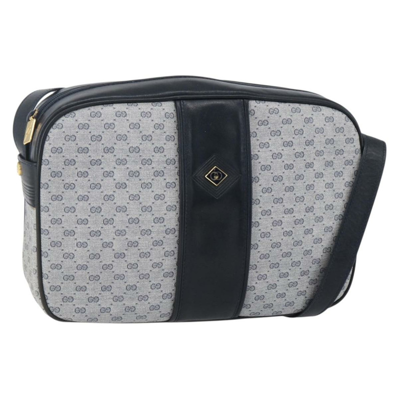 【日本直送】GUCCI Micro GG帆布單肩包 PVC皮革 海軍藍 金色 正品 BA7238-0
