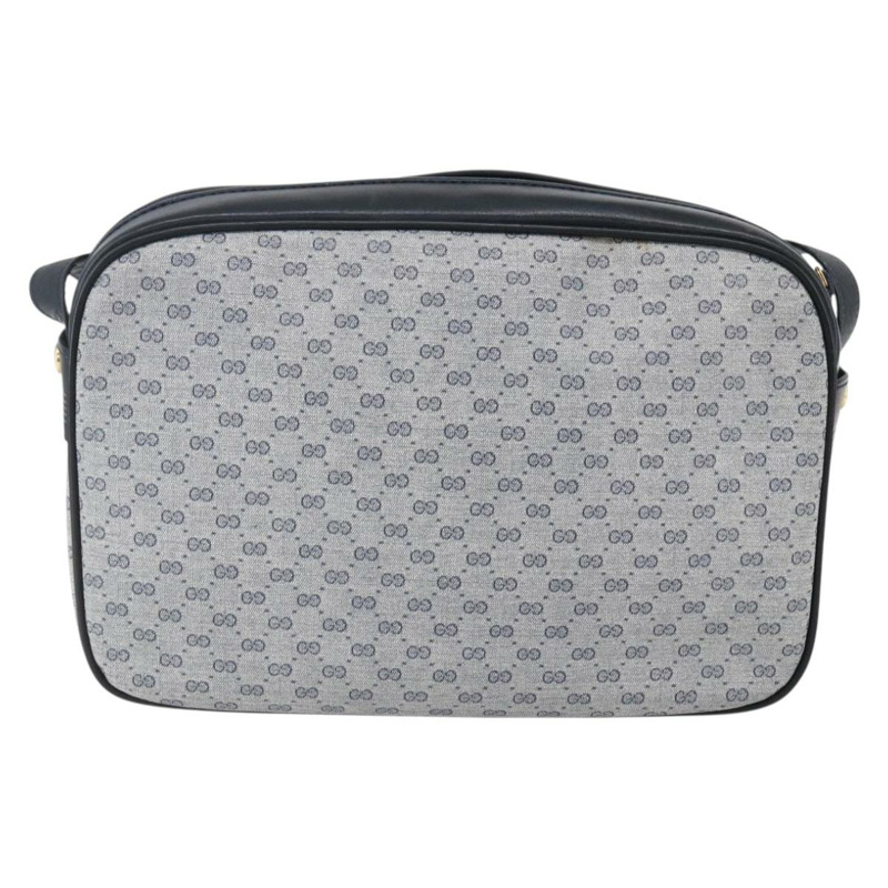 【日本直送】GUCCI Micro GG帆布單肩包 PVC皮革 海軍藍 金色 正品 BA7238-1