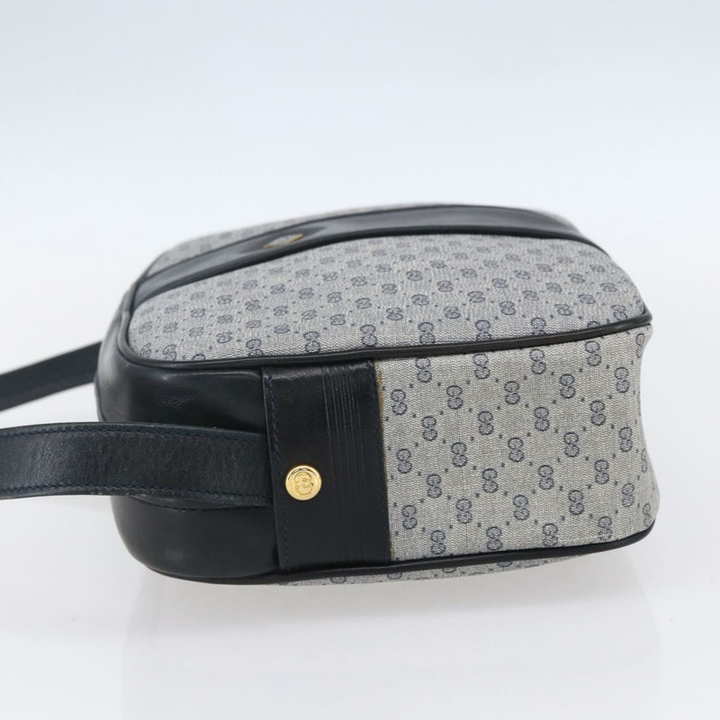 【日本直送】GUCCI Micro GG帆布單肩包 PVC皮革 海軍藍 金色 正品 BA7238-2