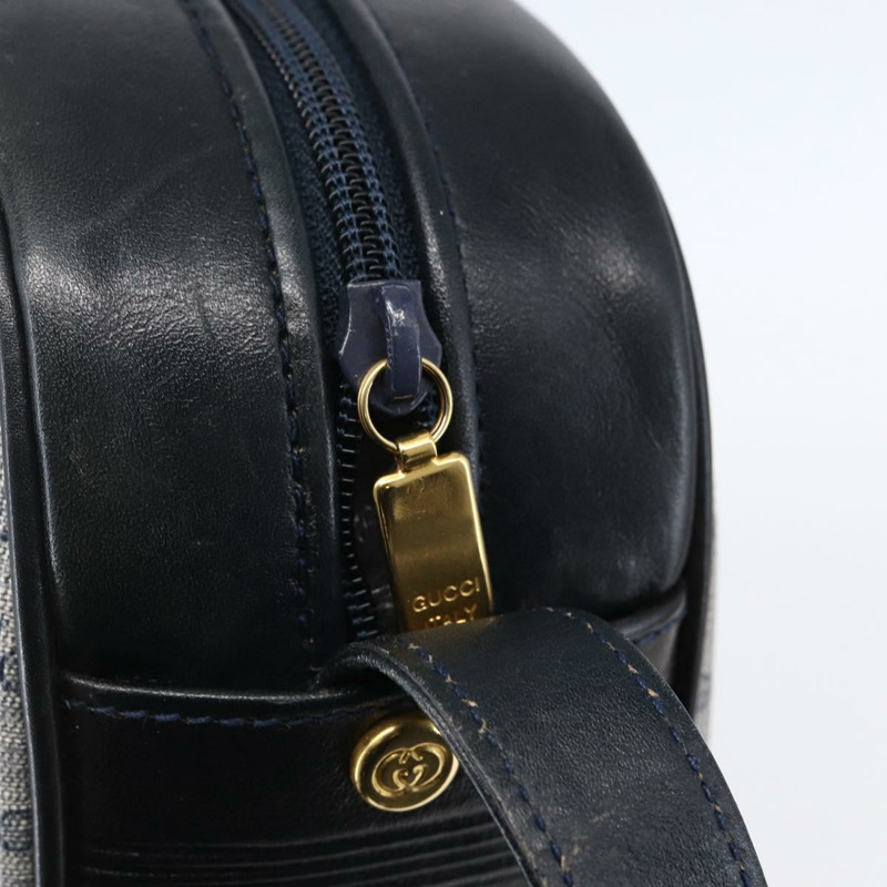 【日本直送】GUCCI Micro GG帆布單肩包 PVC皮革 海軍藍 金色 正品 BA7238-8