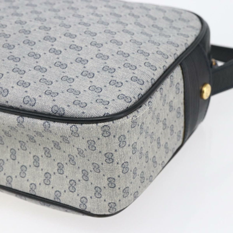 【日本直送】GUCCI Micro GG帆布單肩包 PVC皮革 海軍藍 金色 正品 BA7238-15