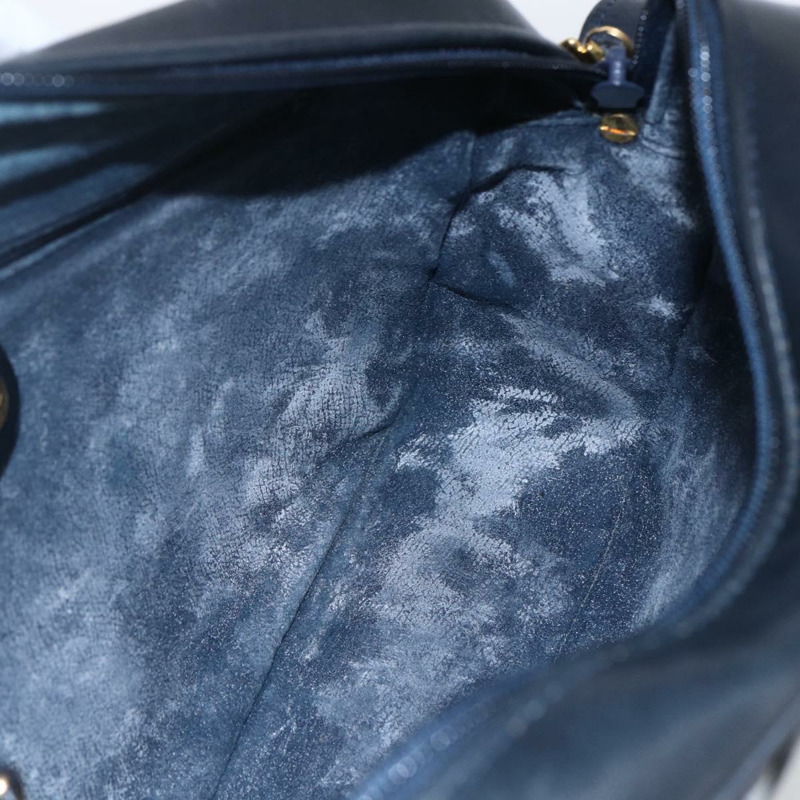 【日本直送】GUCCI Micro GG帆布單肩包 PVC皮革 海軍藍 金色 正品 BA7238-19