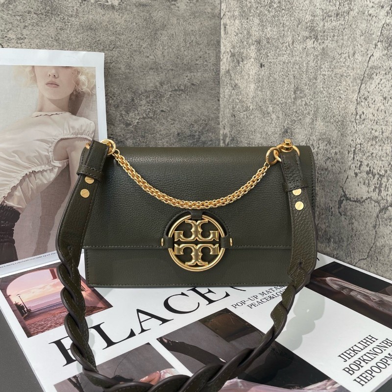 TORY BURCH Miller 編織鏈條肩帶翻蓋開合 粒面牛皮 中號-0
