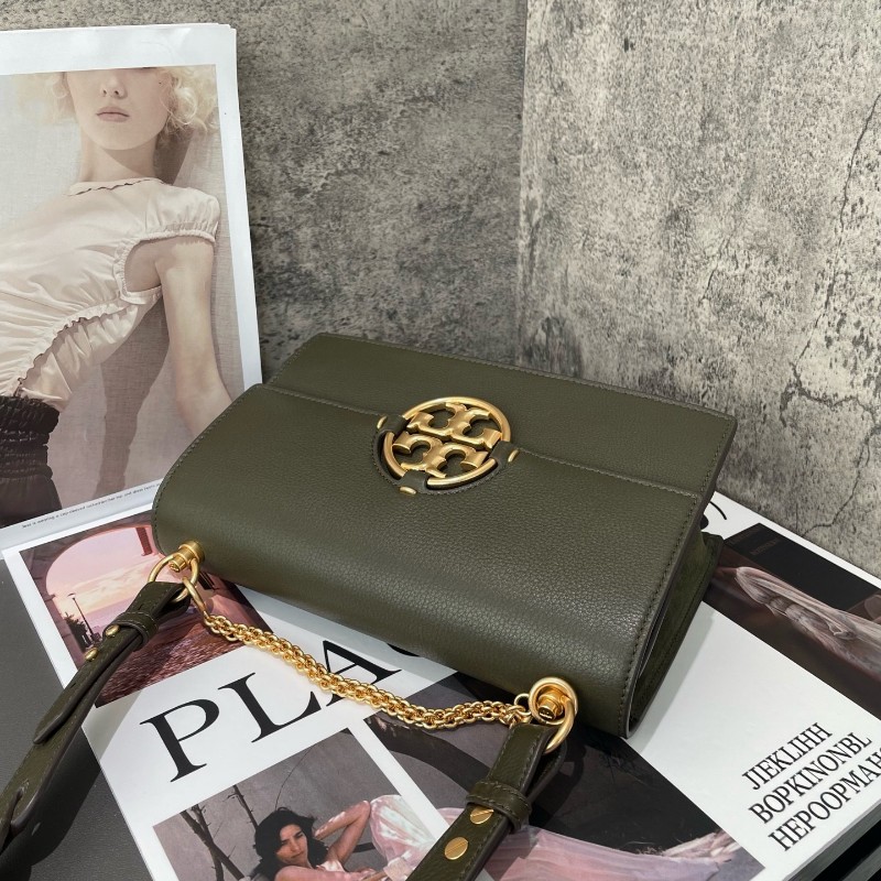 TORY BURCH Miller 編織鏈條肩帶翻蓋開合 粒面牛皮 中號-2