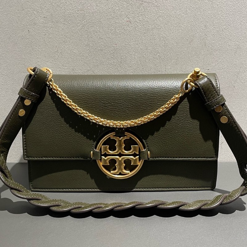 TORY BURCH Miller 編織鏈條肩帶翻蓋開合 粒面牛皮 中號-5