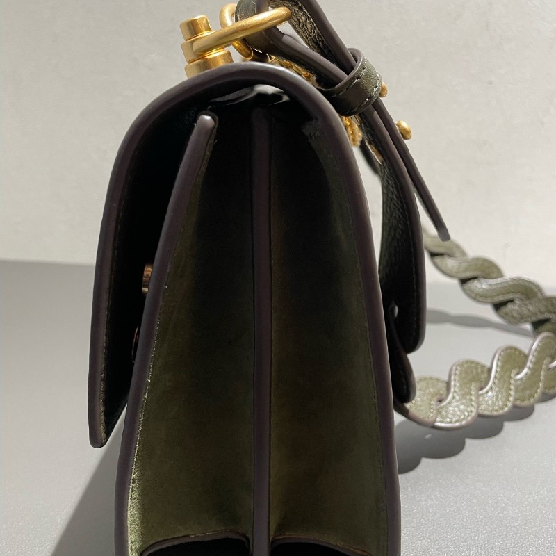 TORY BURCH Miller 編織鏈條肩帶翻蓋開合 粒面牛皮 中號-9