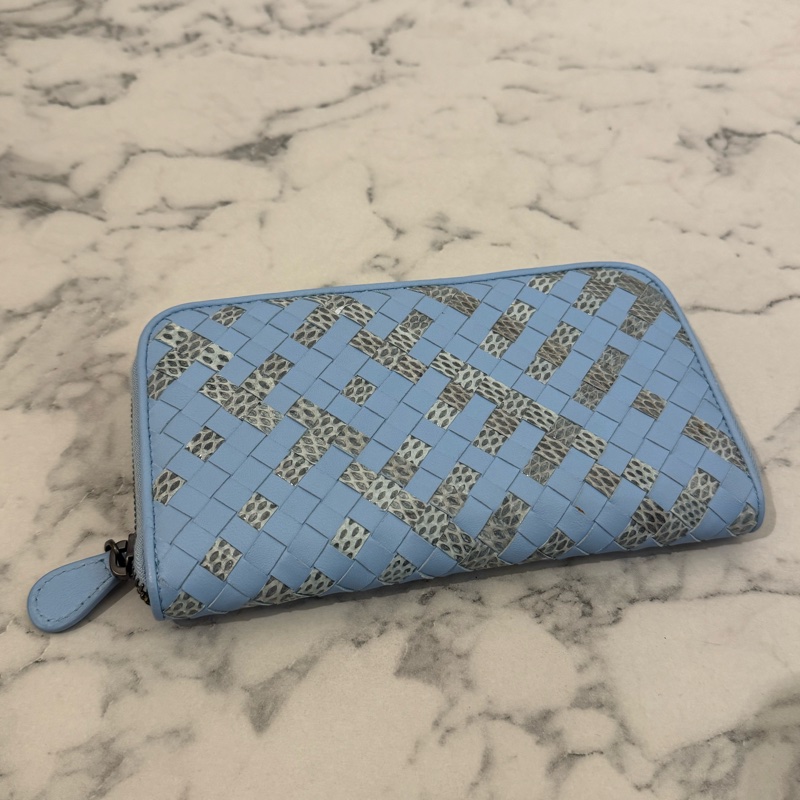 BV水藍色蛇皮ㄇ拉長夾-0