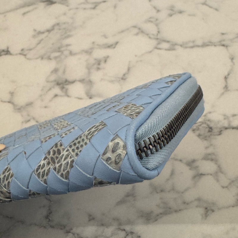 BV水藍色蛇皮ㄇ拉長夾-8