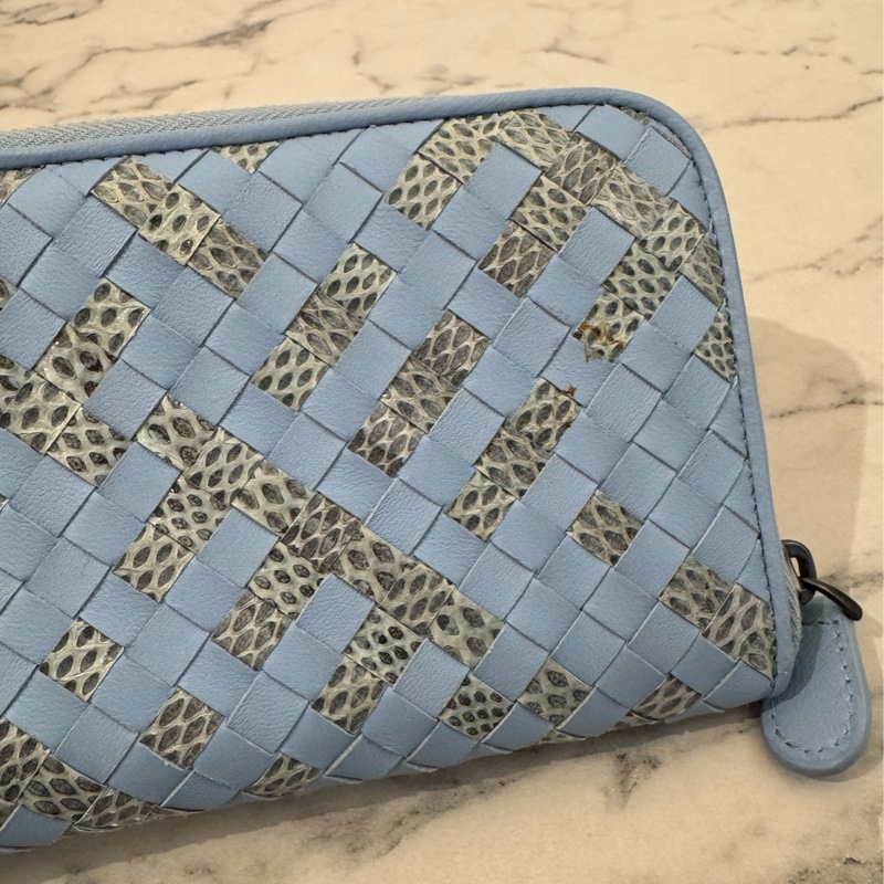 BV水藍色蛇皮ㄇ拉長夾-12