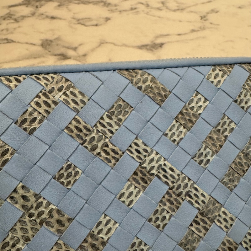 BV水藍色蛇皮ㄇ拉長夾-39