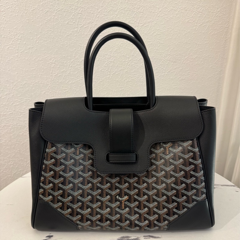 Gouard黑皮革咖pvc手提公事包💼-0